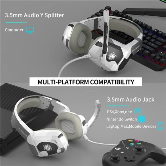 Gaming Headset for PS4, Xbox One, PC, Laptop, Mac, Nintendo Switch, 3.5MM PS4 - Picture 3 of 6
